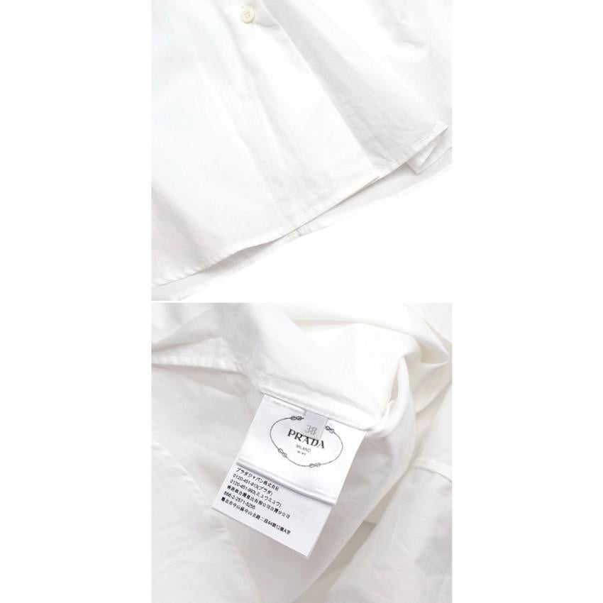 Prada White Cotton-Poplin Logo Applique Shirt For Sale 3