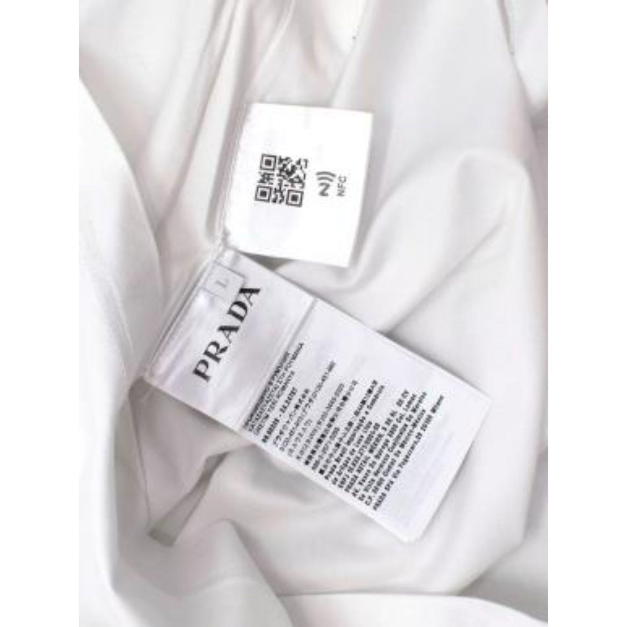 Prada White Cotton T-shirt with Nylon Pocket For Sale 6