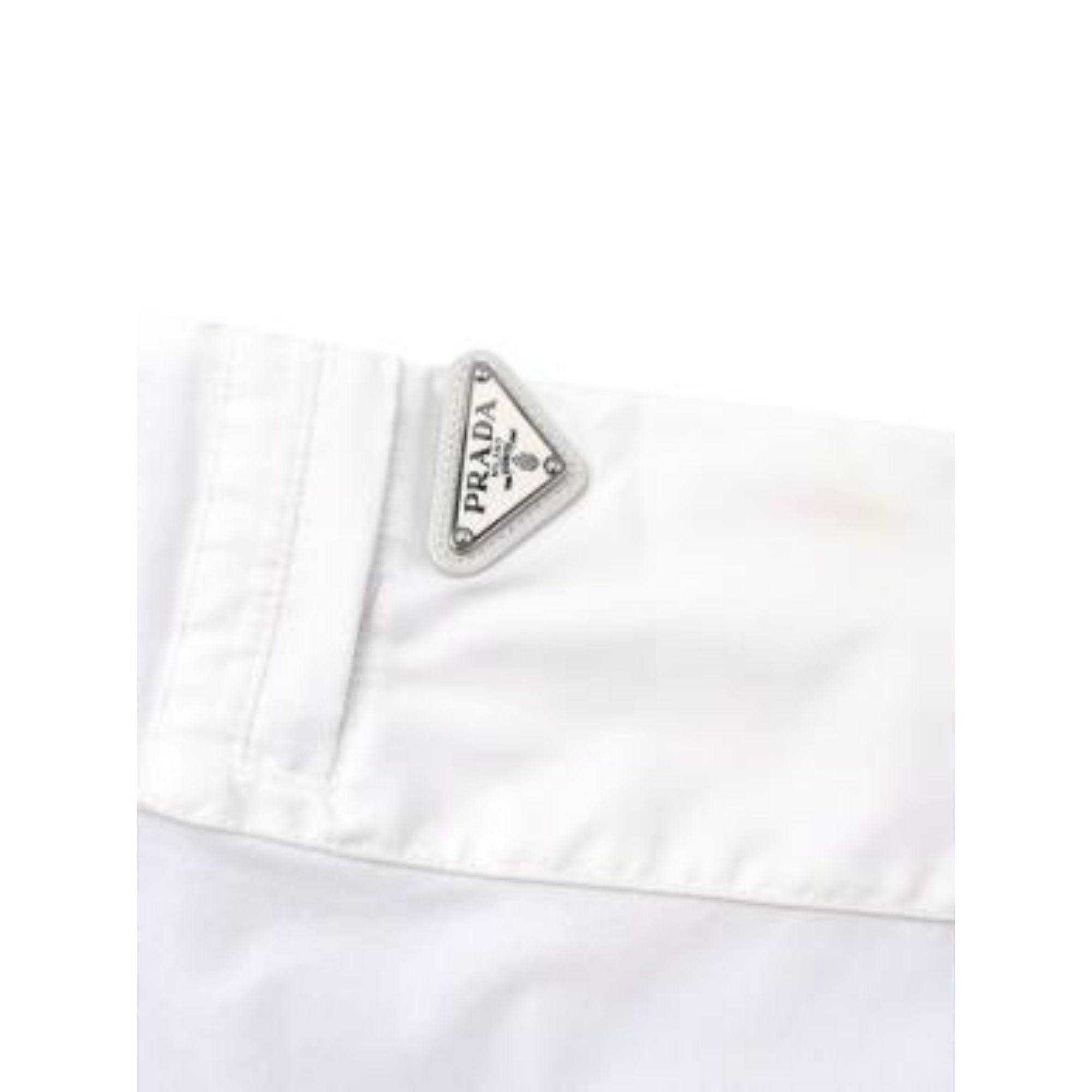Prada White Cotton T-shirt with Nylon Pocket For Sale 1