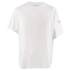 Prada White Cotton T-shirt with Nylon Pocket
