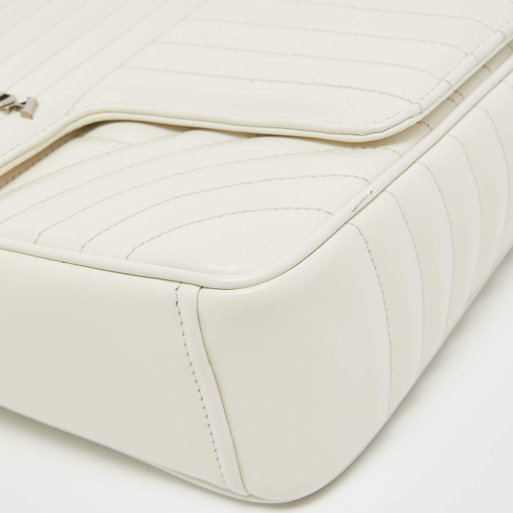 Prada White Diagramme Leather Flap Crossbody Bag 2
