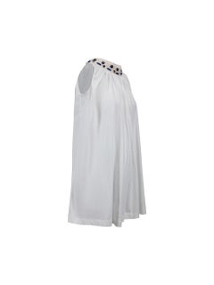 Prada White Embellished Neck Mini Dress Size S