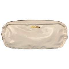 PRADA White Faux Patent Leather Pouch