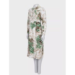 Prada White Fitted Viscose Cupro Silk Dress IT 38 with Tie Detail