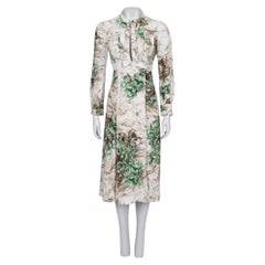 Prada White Fitted Viscose Cupro Silk Dress IT 38 with Tie Detail