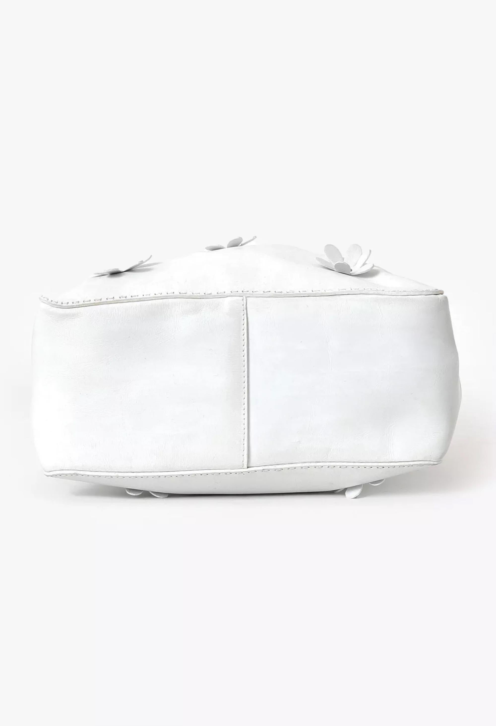 Prada White Floral Shopper Calfskin Leather Tote Bag Bon état - En vente à Paris, FR