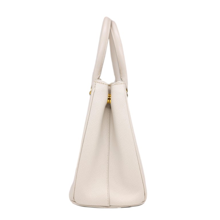 Medium Prada Galleria Saffiano Leather Bag 1BA863, White, One Size