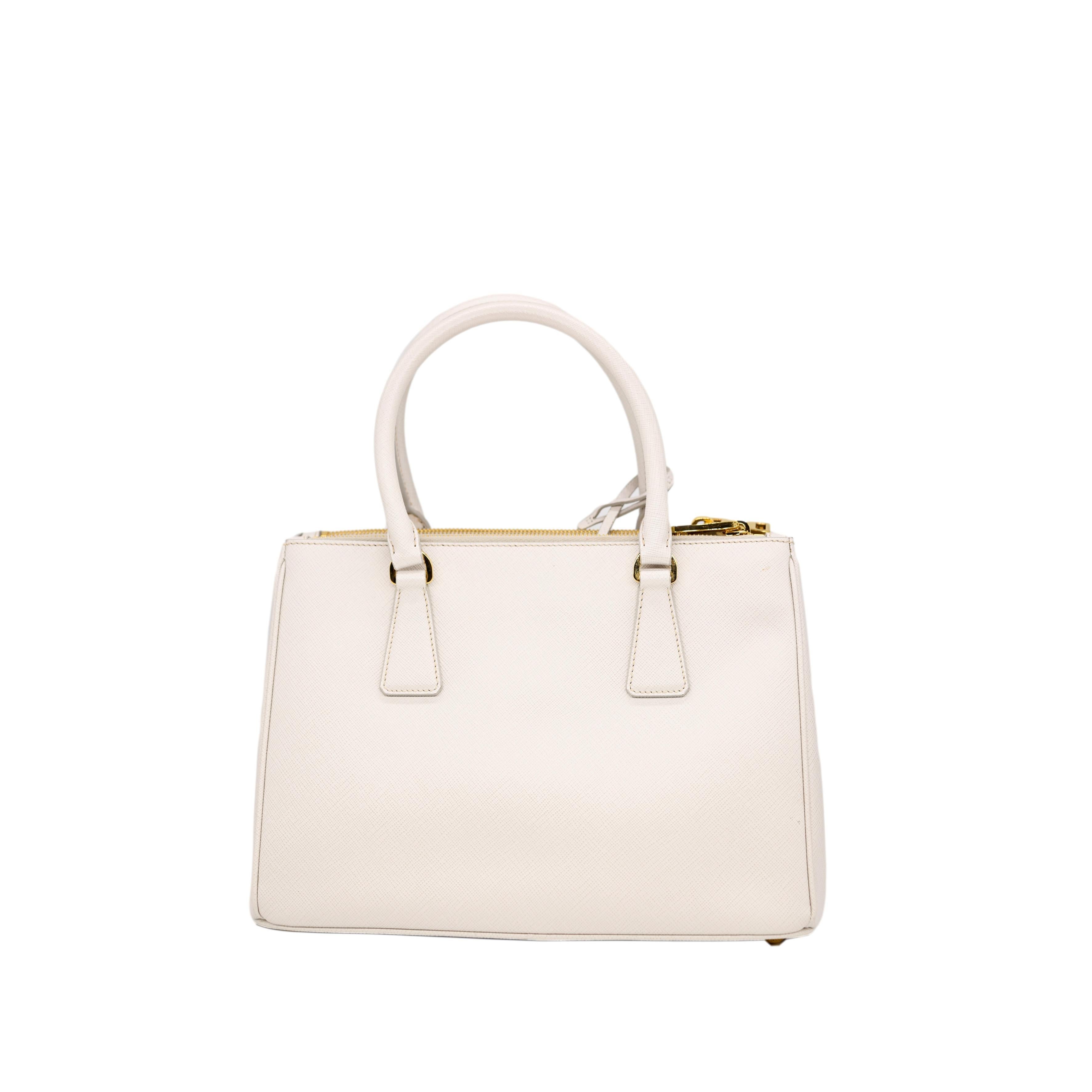 Women's or Men's Prada White Galleria Saffiano Leather Medium Top Handle Shoulder Bag, 2020.