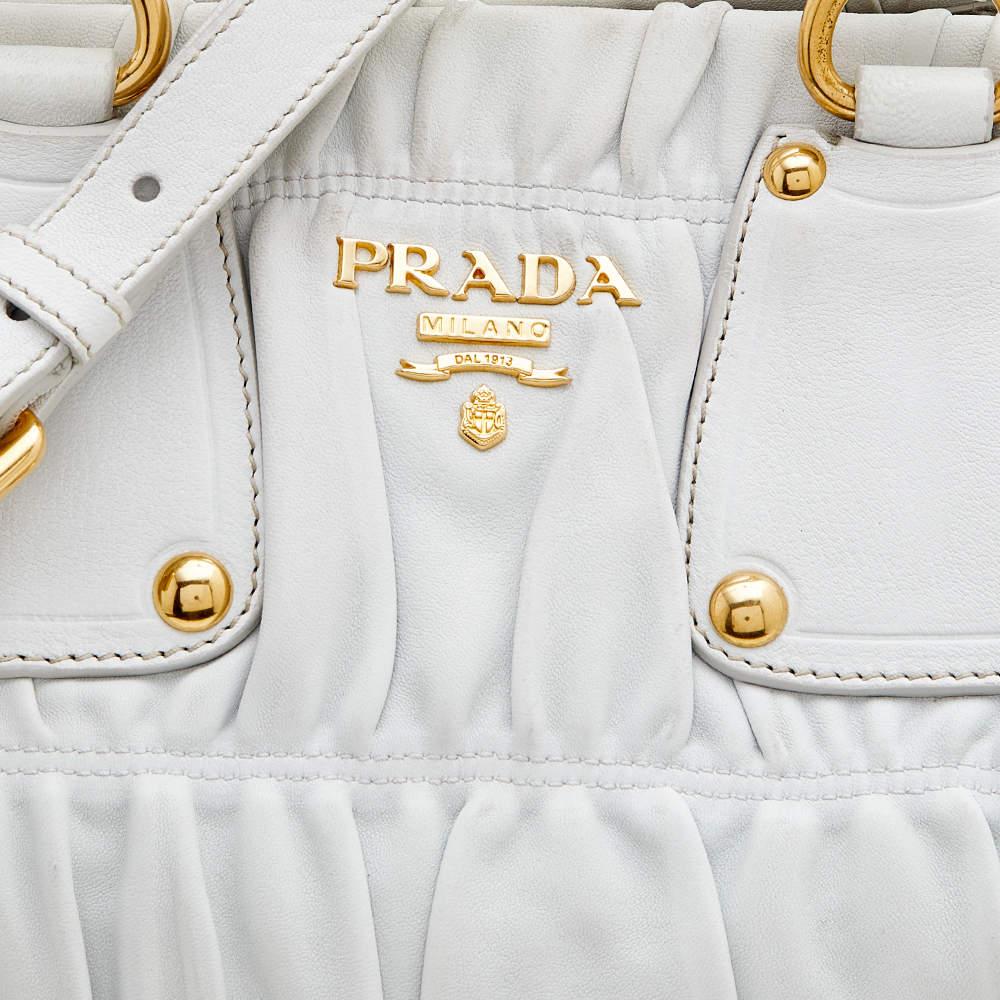 Women's Prada White Gaufre Leather Tote