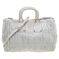 Prada White Gaufre Leather Tote