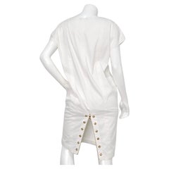 Prada White & Gold-Tone Eyelet Zip-Back Shift Dress