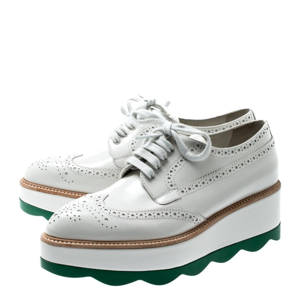 prada wingtip leather platform brogues