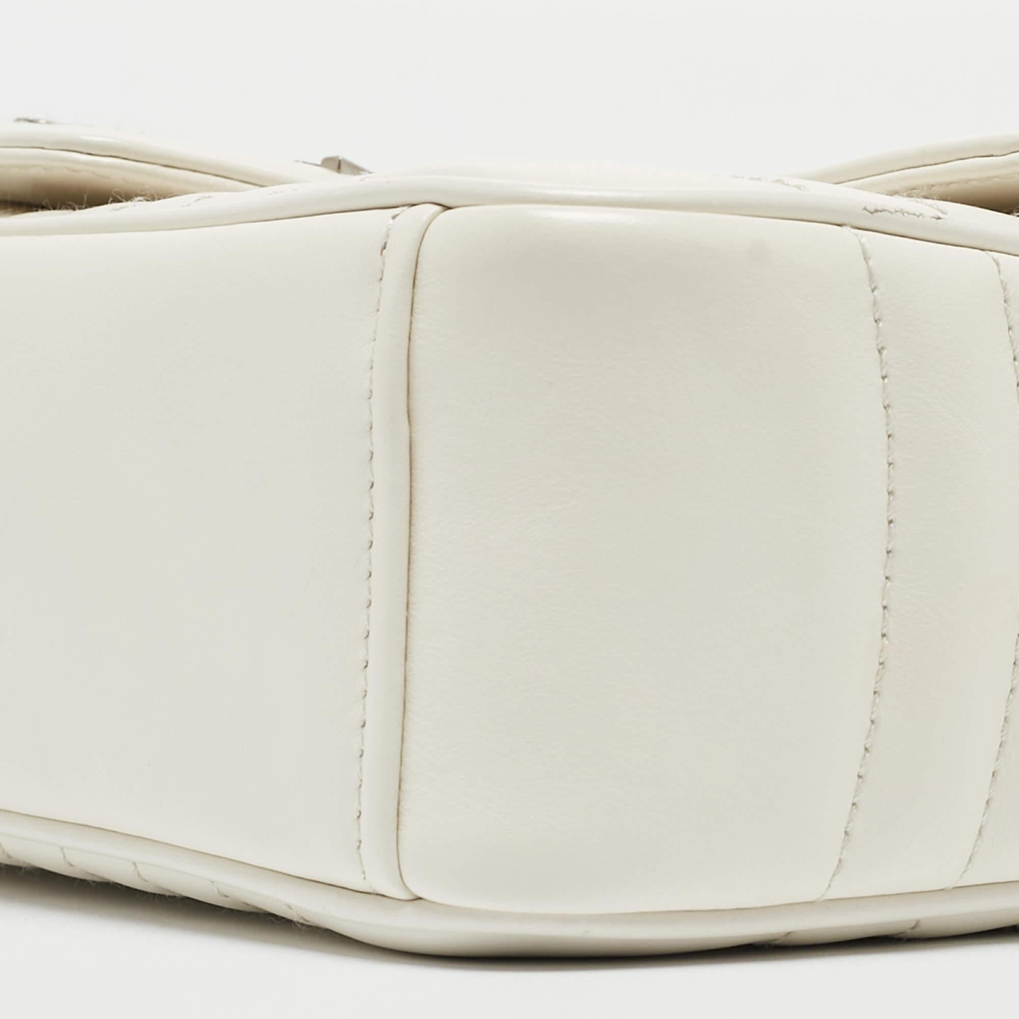 Prada White Impunture Leather Large Diagramme Shoulder Bag 7