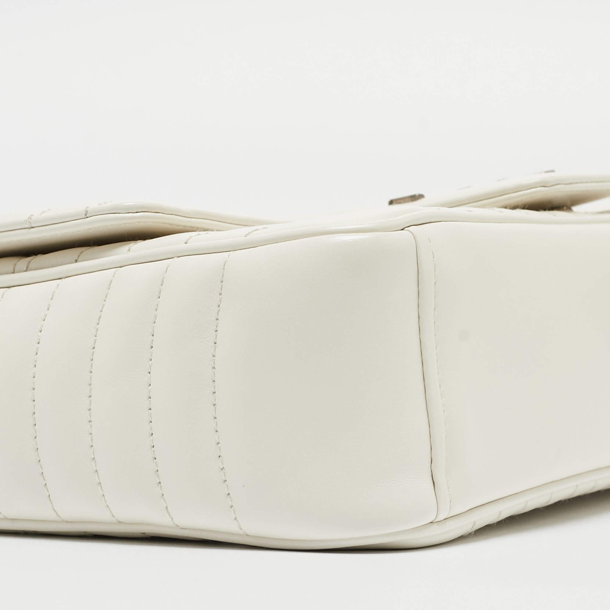 Prada White Impunture Leather Large Diagramme Shoulder Bag 8