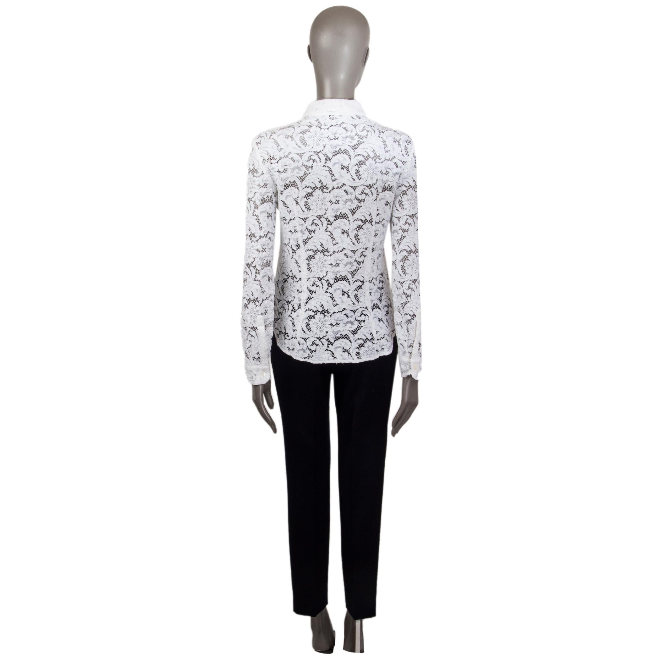 Gray PRADA white LACE Button Up Shirt 44 L