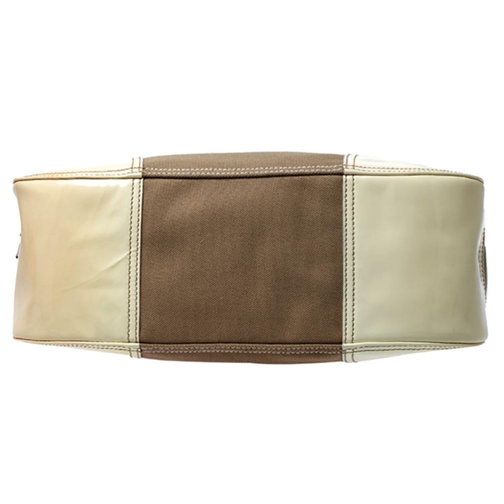 Women's Prada White Leather and Canvas Shoulder Bag