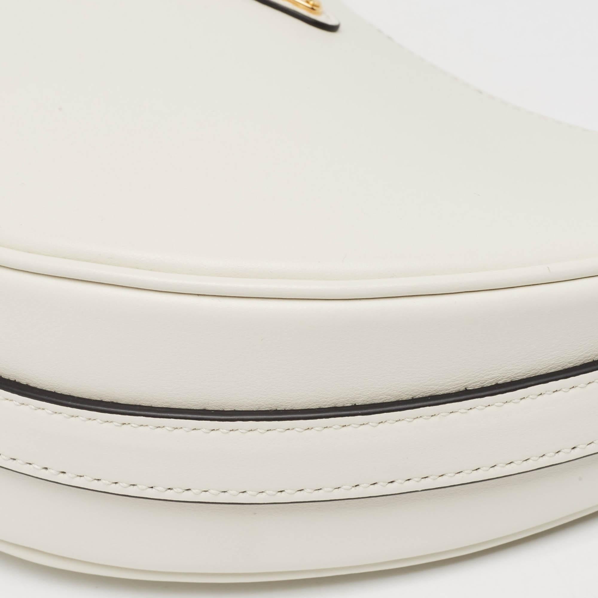 Prada White Leather Arqué Shoulder Bag 5