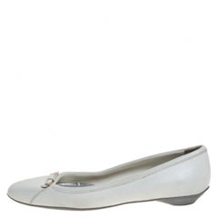 Prada White Leather Bow Ballet Flats Size 39