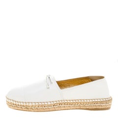 Prada White Leather Bow Detail Espadrilles Size 37.5