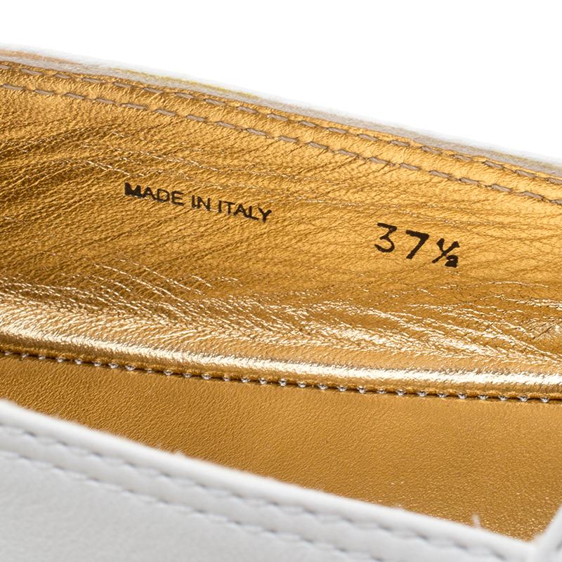 Prada White Leather Bow Detail Espadrilles Size 37.5 4