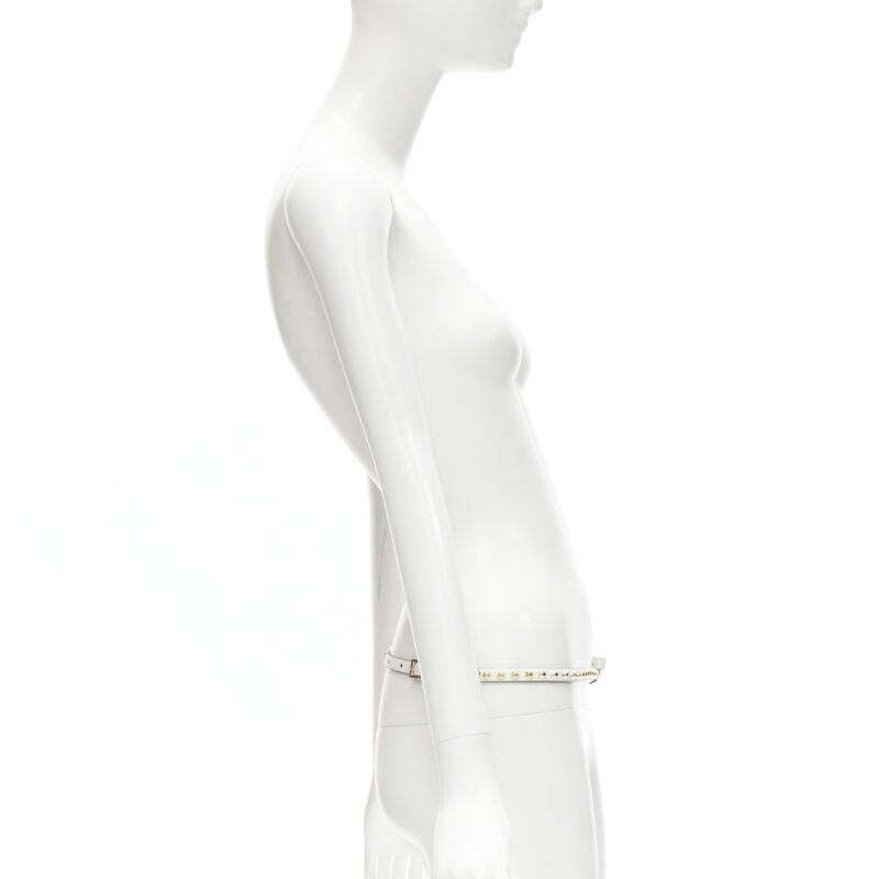 PRADA white leather bow gold punk stud skinny belt 1CC338 80cm 32