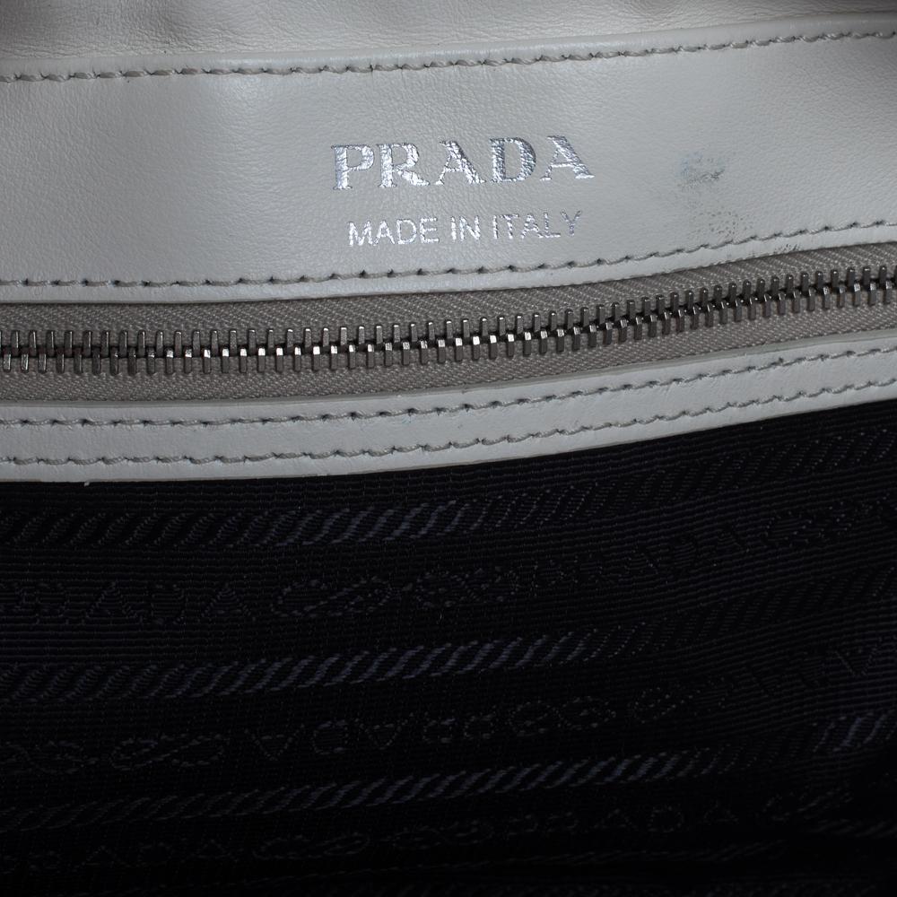 Prada White Leather Diagramme Shoulder Bag 3