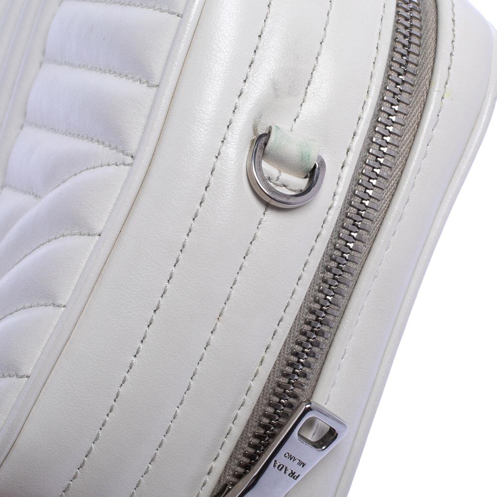 Prada White Leather Diagramme Shoulder Bag 4