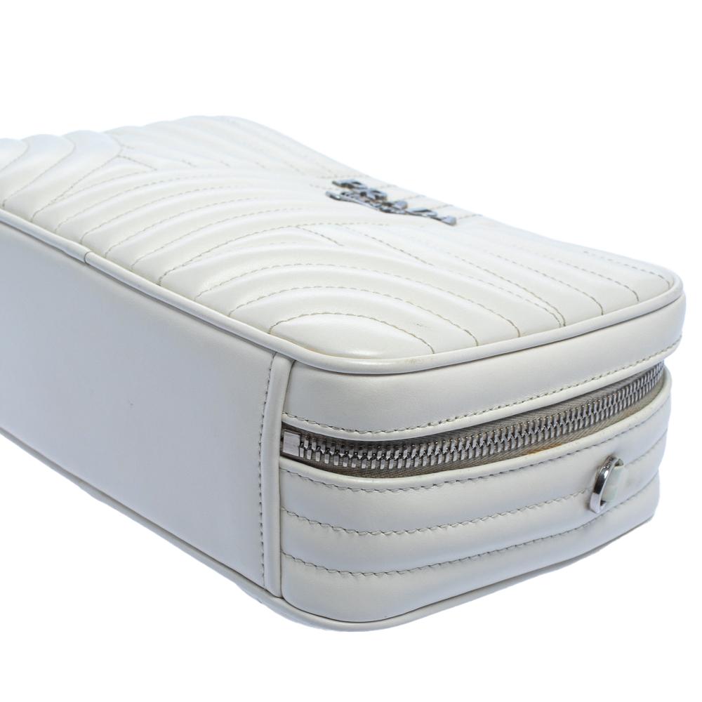 Prada White Leather Diagramme Shoulder Bag In Good Condition In Dubai, Al Qouz 2
