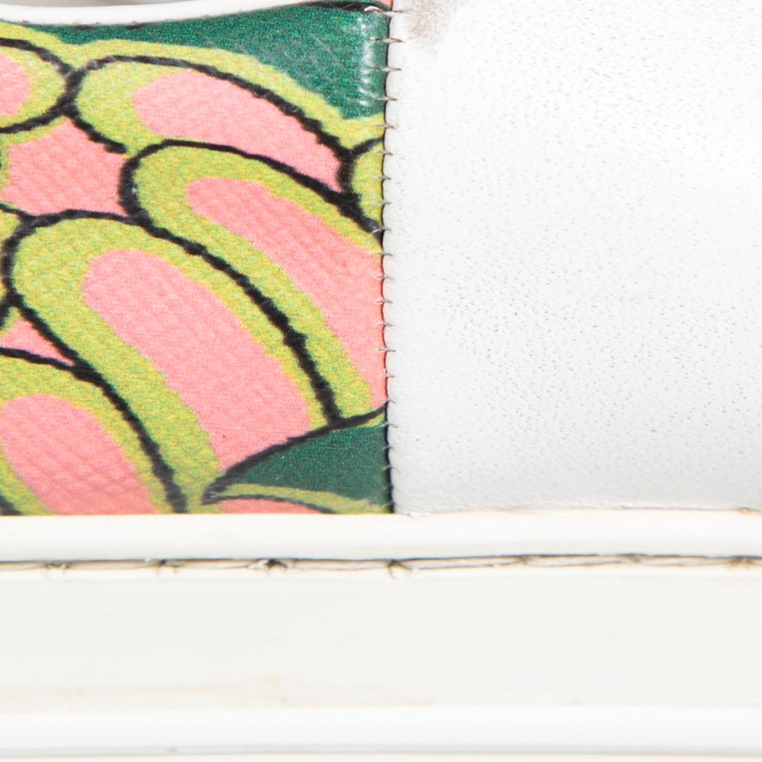 Prada White Leather Floral Print Panel Trainers Size IT 37 1