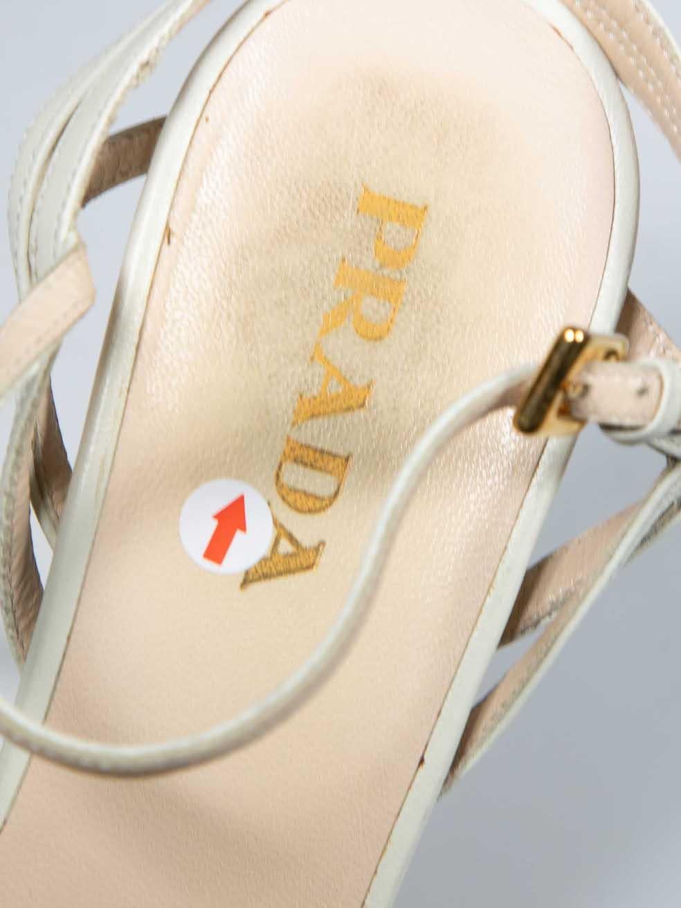 Prada White Leather High Heeled Sandals Size IT 38.5 For Sale 4