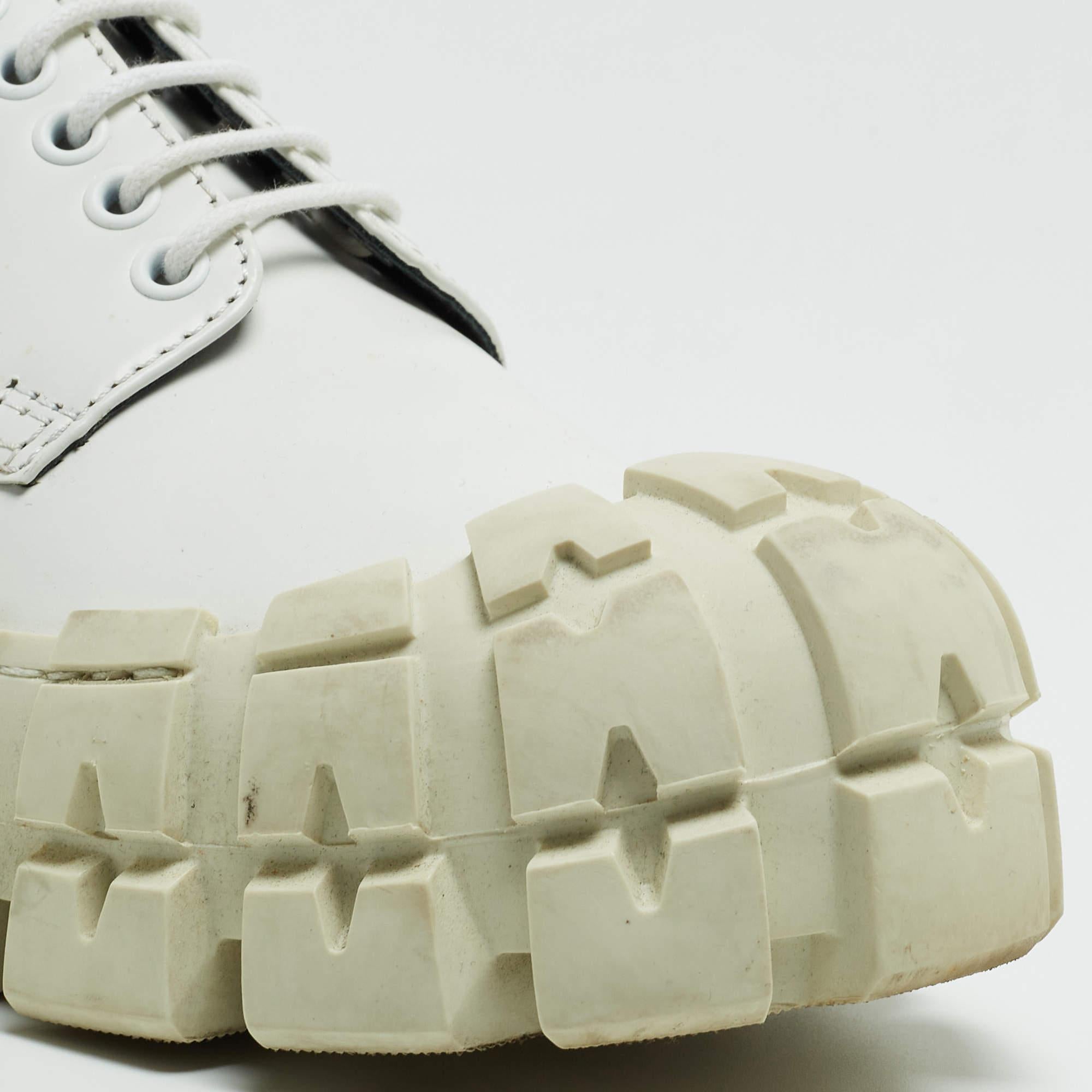 Prada White Leather Lace Up Sneakers Size 41.5 4