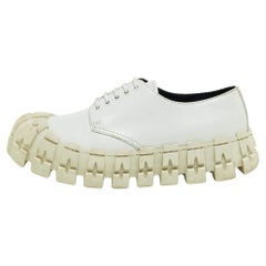 Prada White Leather Lace Up Sneakers Size 41.5