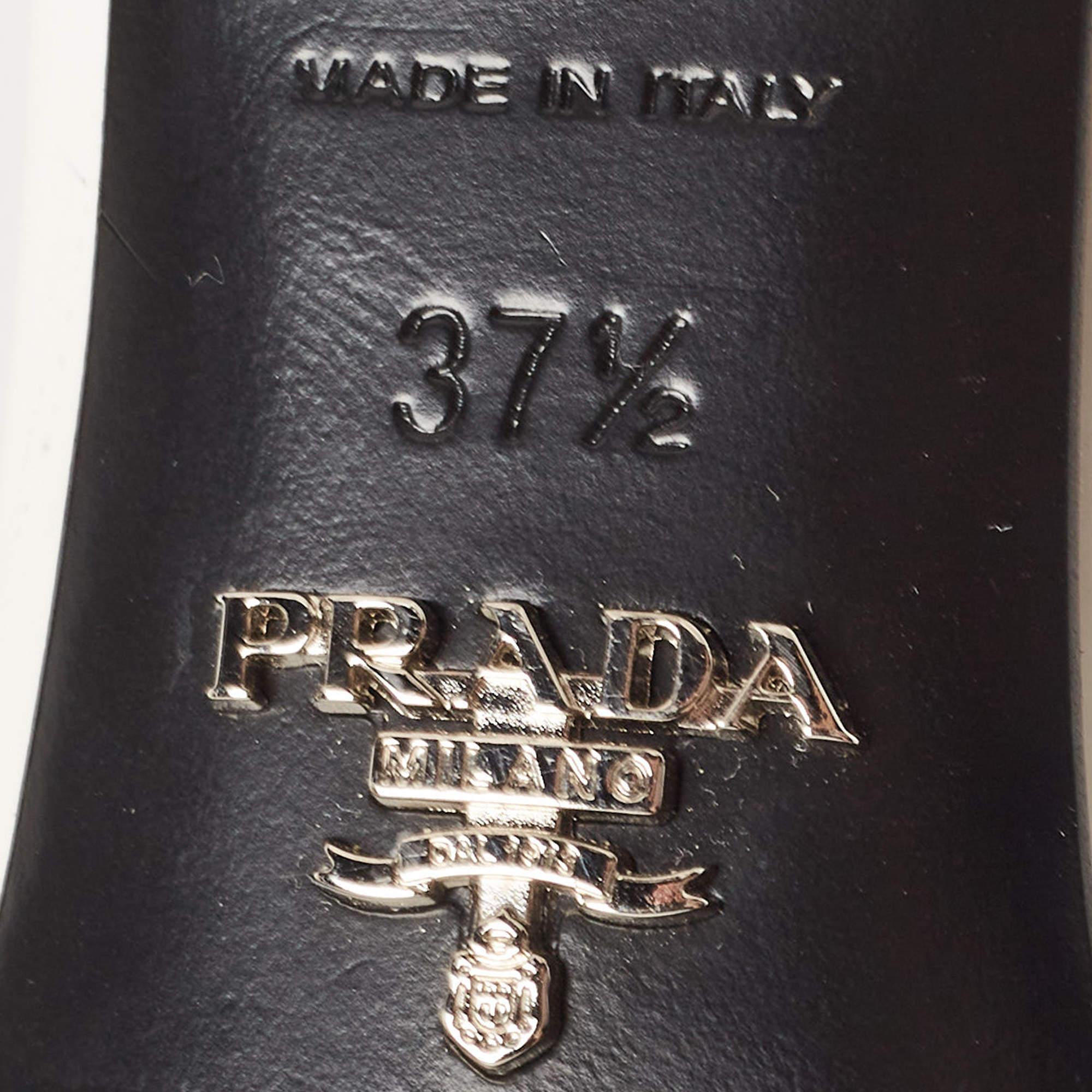 Women's Prada White Leather Logo Slide Sandals Size 37.5