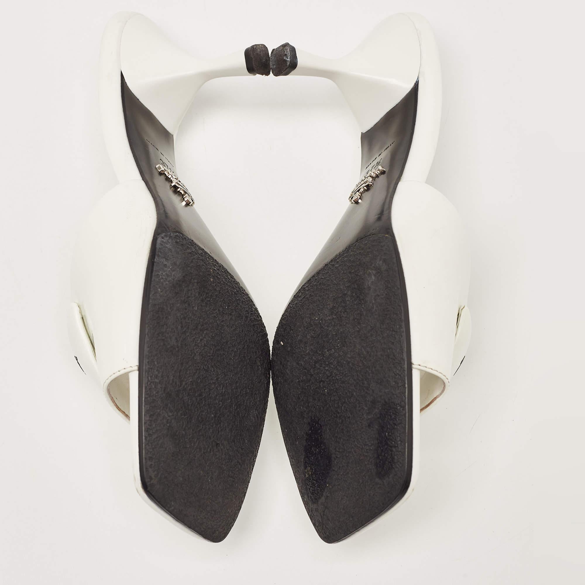 Prada White Leather Logo Slide Sandals Size 37.5 1