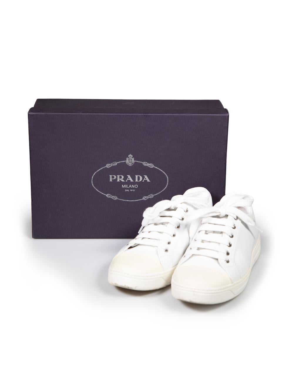 Prada White Leather Logo Trainers Size IT 37 For Sale 1