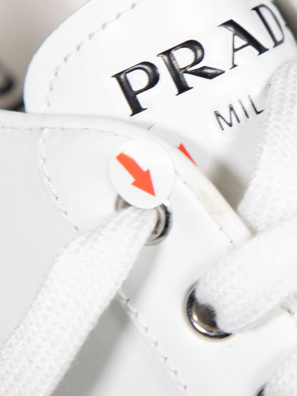 Prada White Leather Logo Trainers Size IT 37 For Sale 3