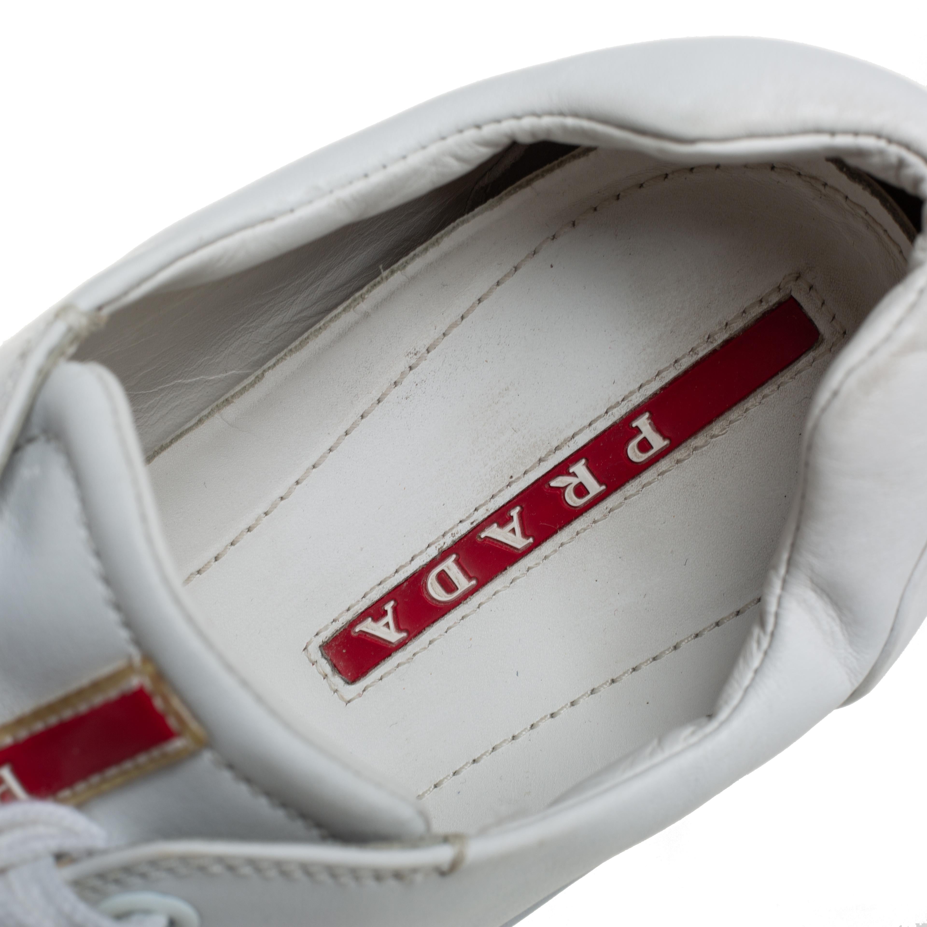 Women's Prada White Leather Low Top Sneakers Size 42