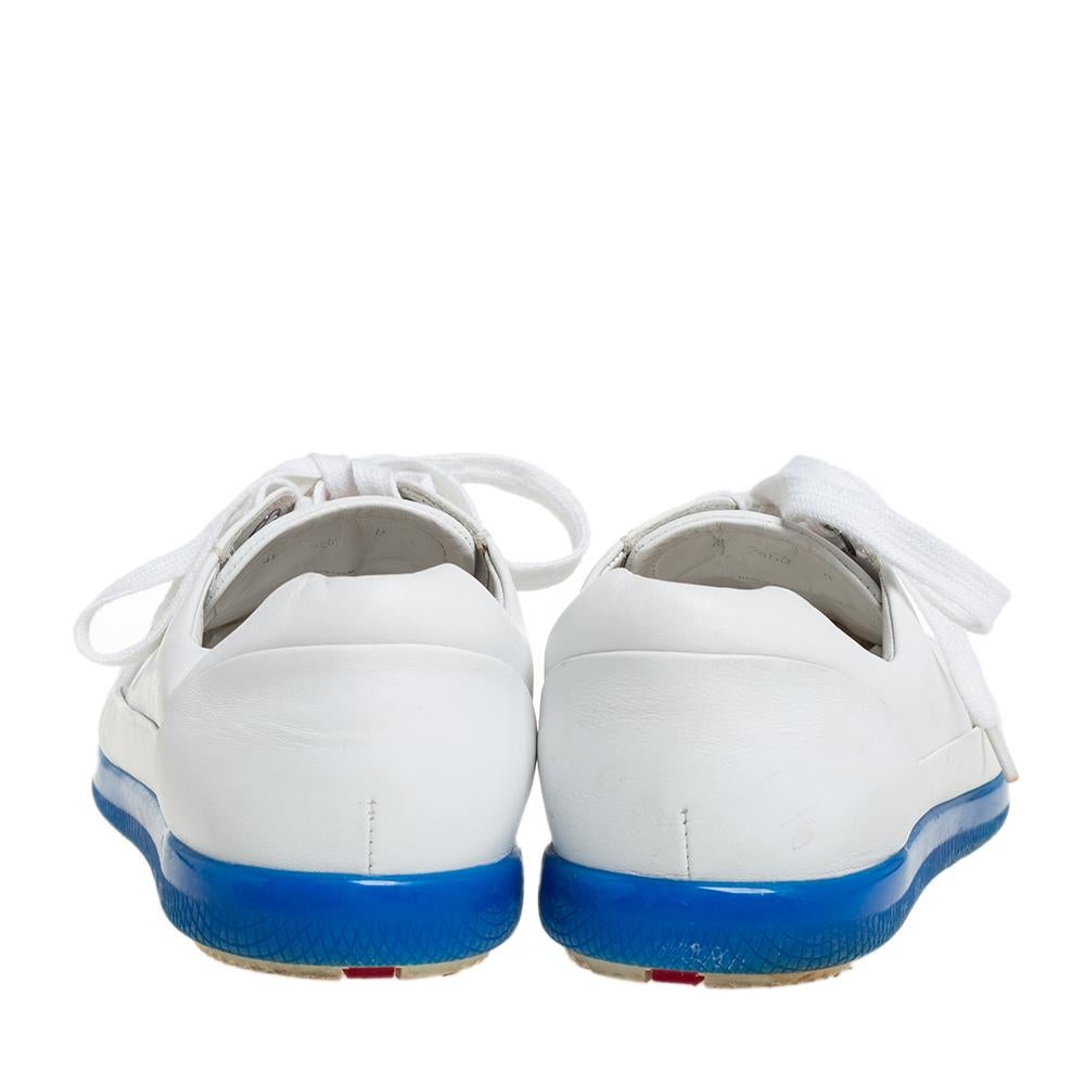 Prada White Leather Low Top Sneakers Size 42 1