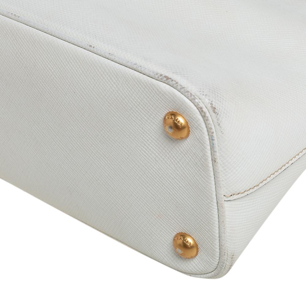 Women's Prada White Leather Medium Cuir Dome Satchel