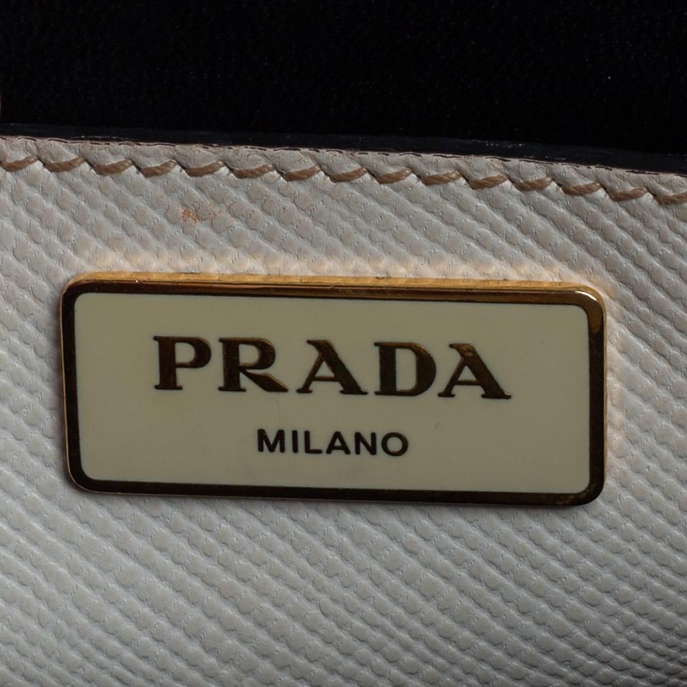 Prada White Leather Medium Cuir Dome Satchel 2