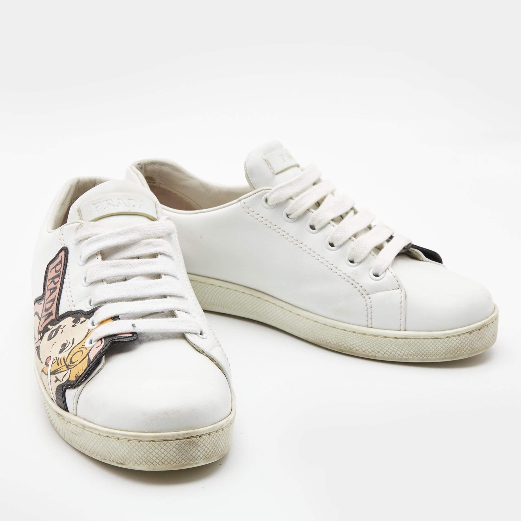 Women's Prada White Leather Patch Work Low Top Sneakers Size 39
