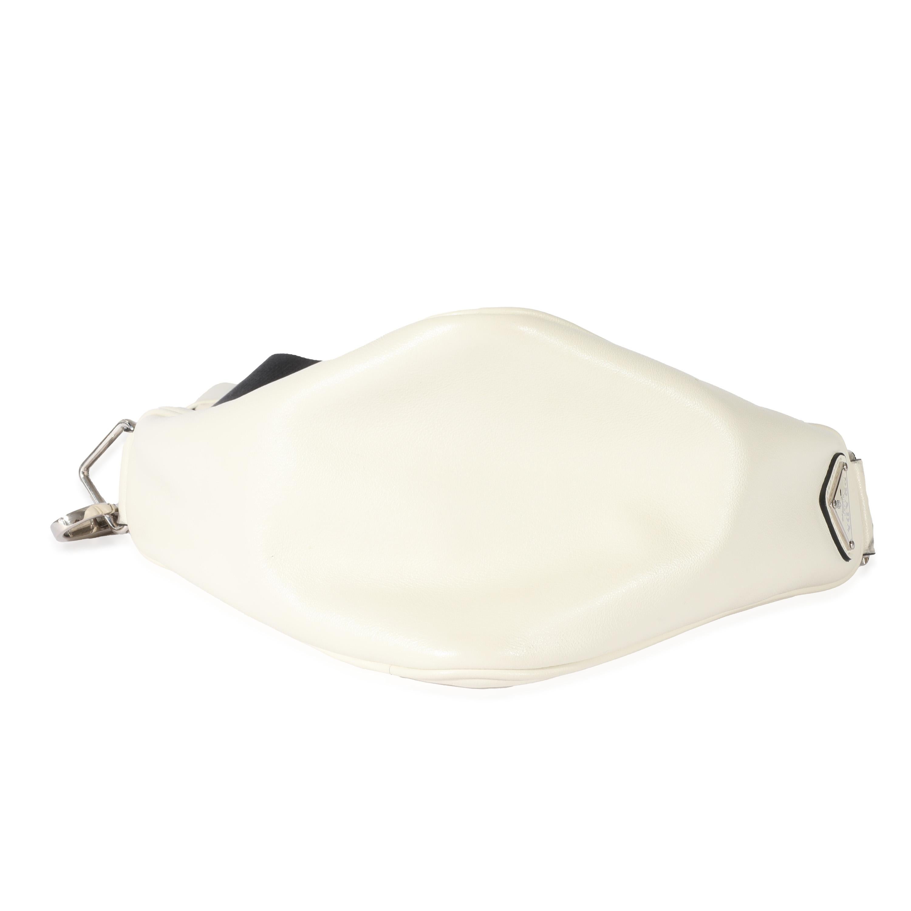 Prada White Leather Triangle Crossbody Bag 3