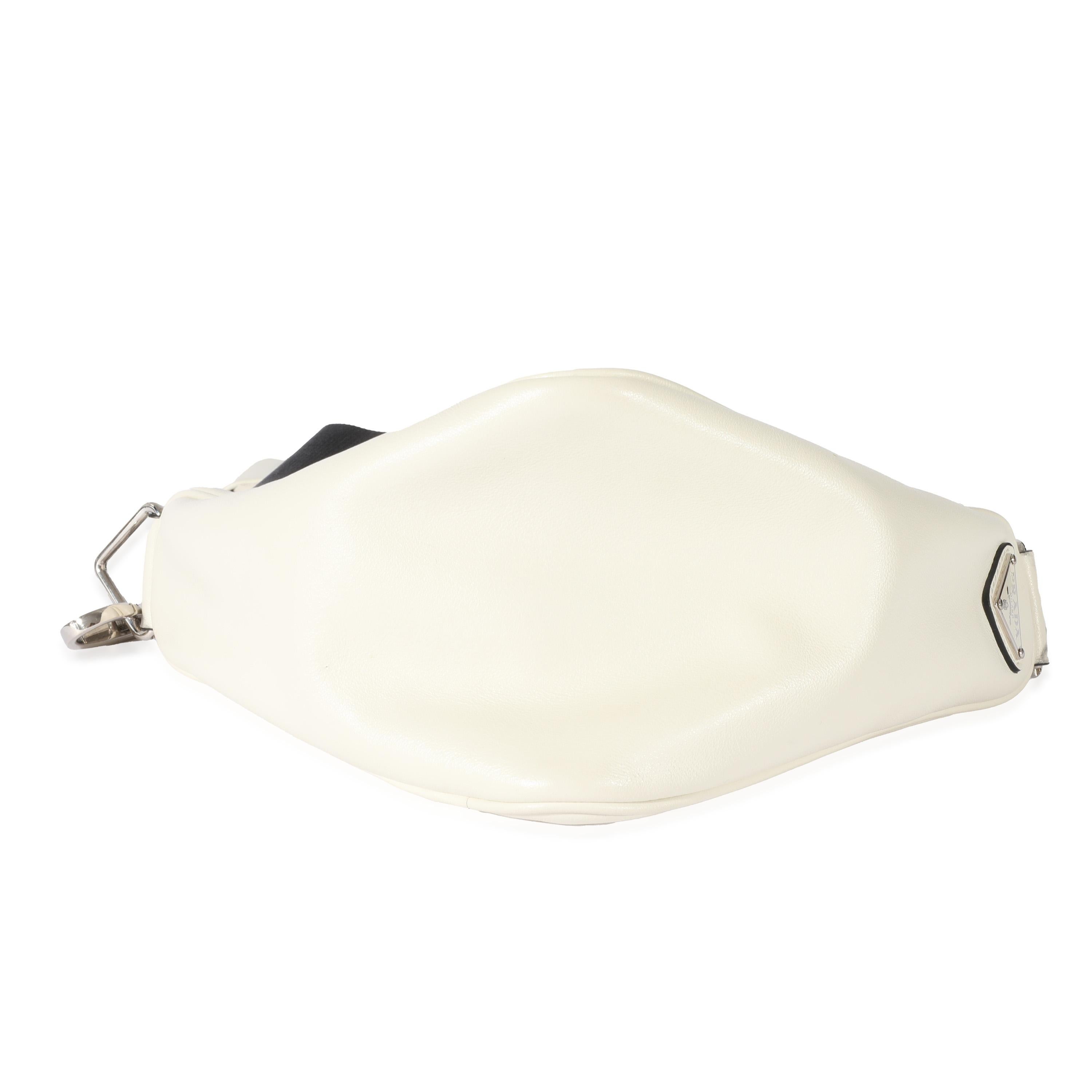 Prada White Leather Triangle Crossbody Bag For Sale 3