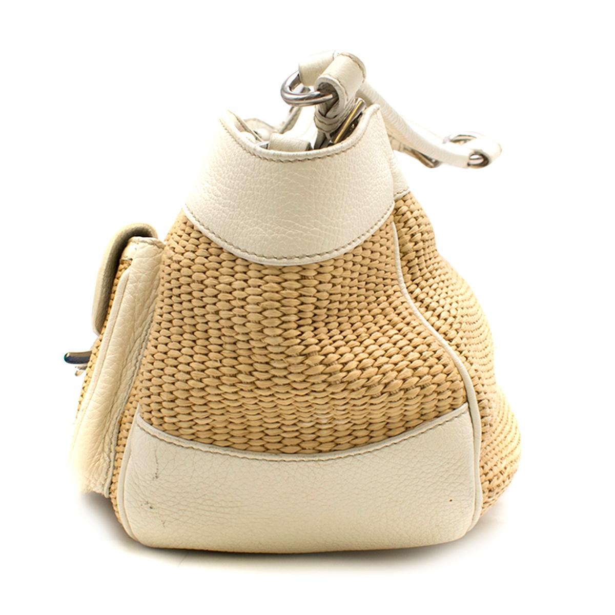 Prada White Leather Wicker Hand Bag One size In Good Condition In London, GB