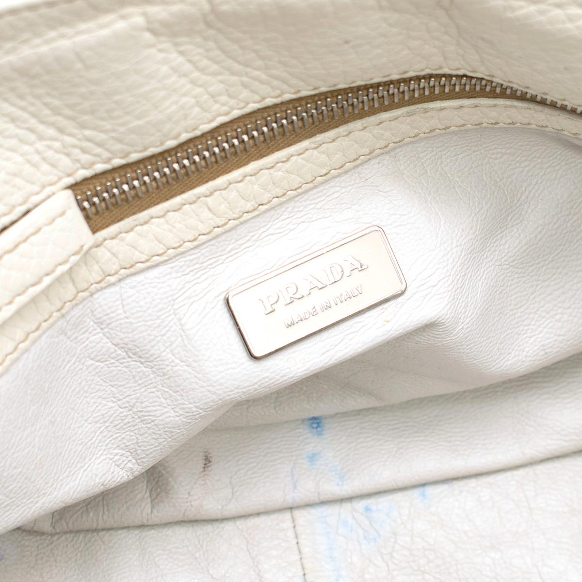 Prada White Leather Wicker Hand Bag One size 3