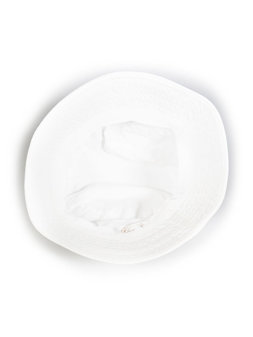 Prada White Logo Plaque Nylon Bucket Hat In Good Condition In London, GB