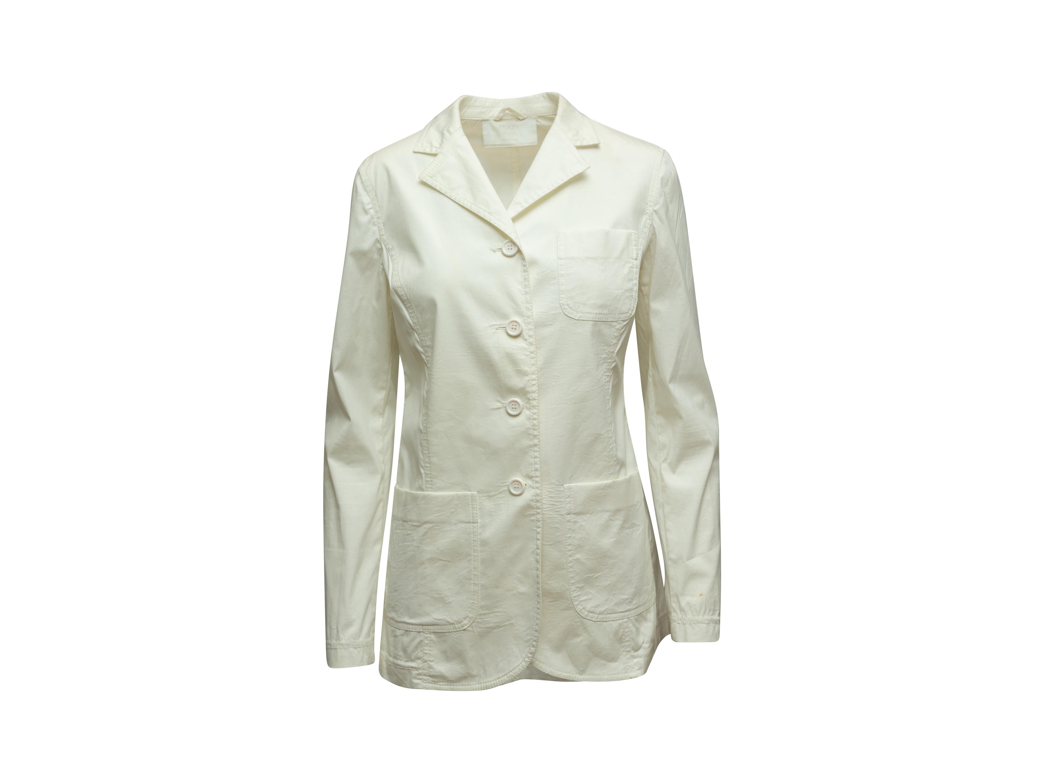 Prada White Long Sleeve Lightweight Blazer 1