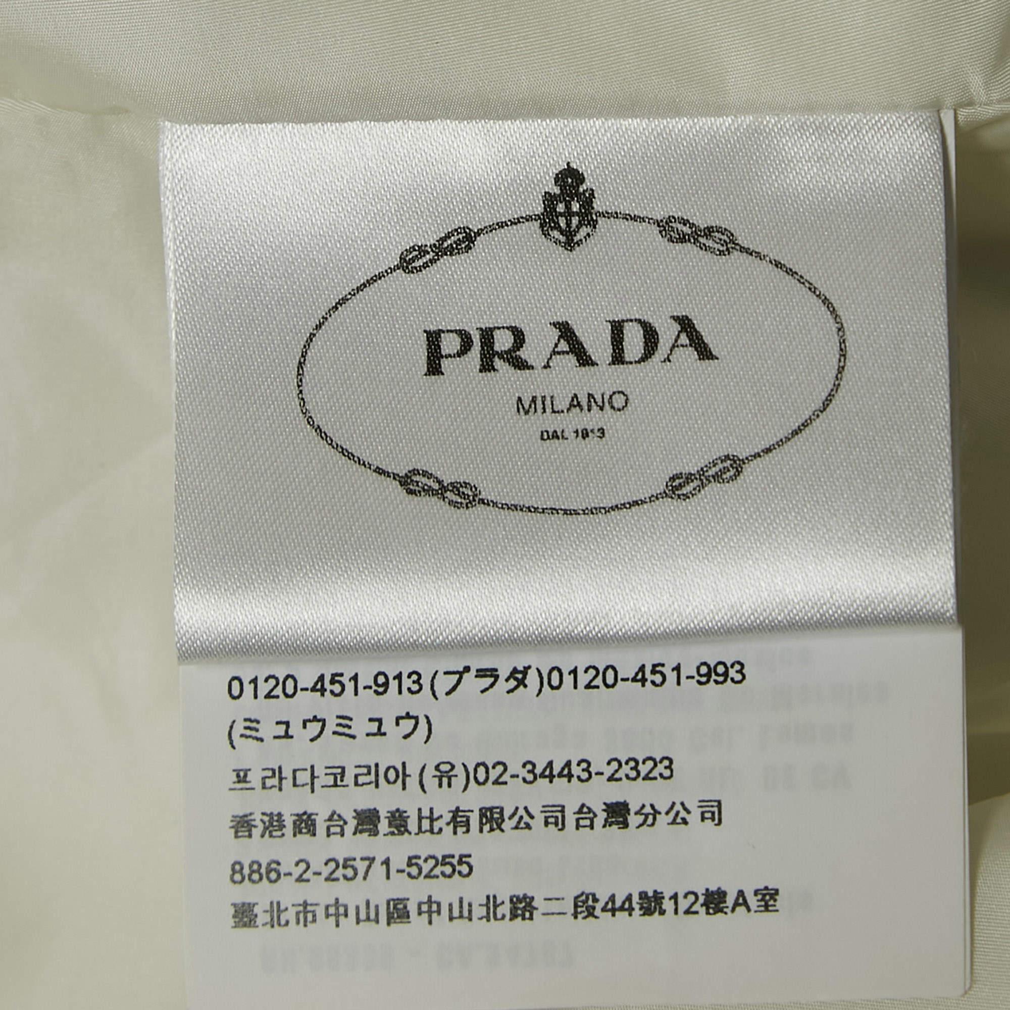 Prada White Nappa Leather Biker Jacket S For Sale 2