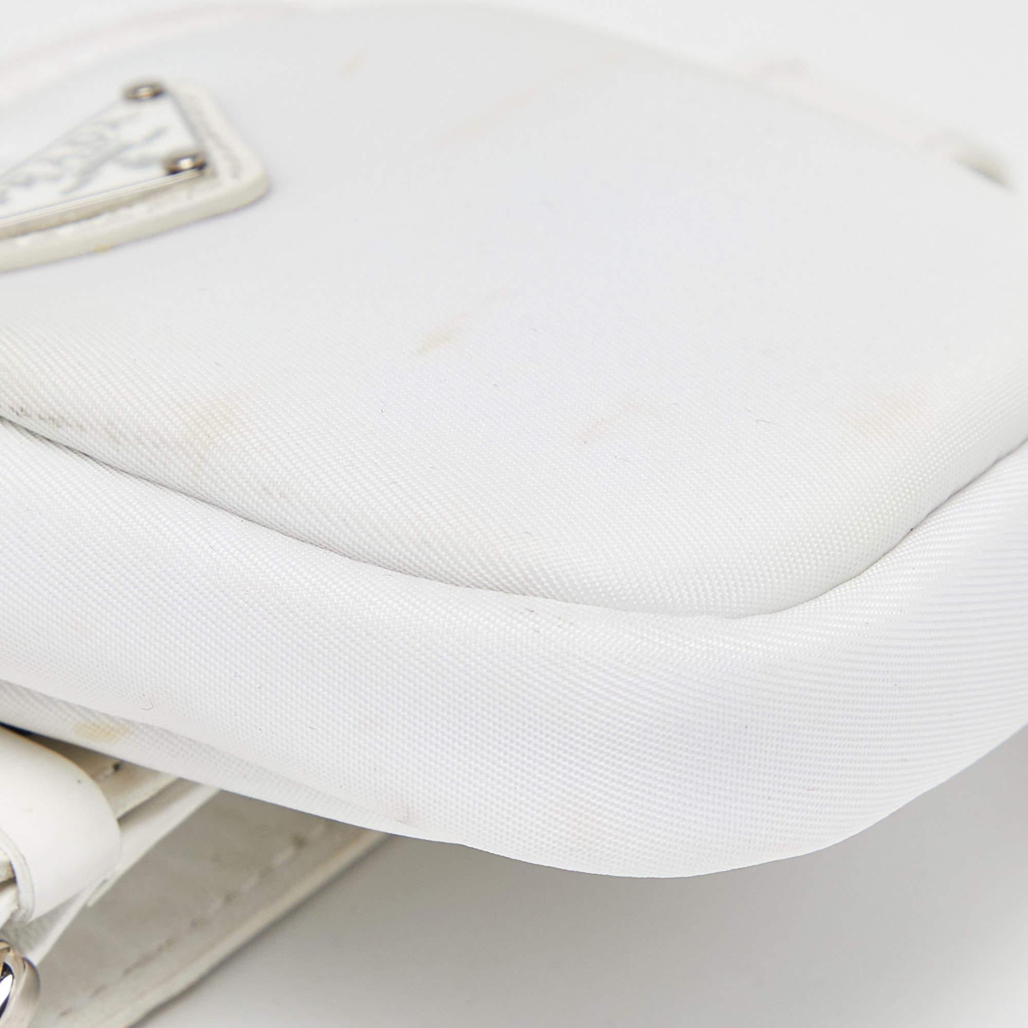 Prada White Nylon and Leather Strap Pouch 2