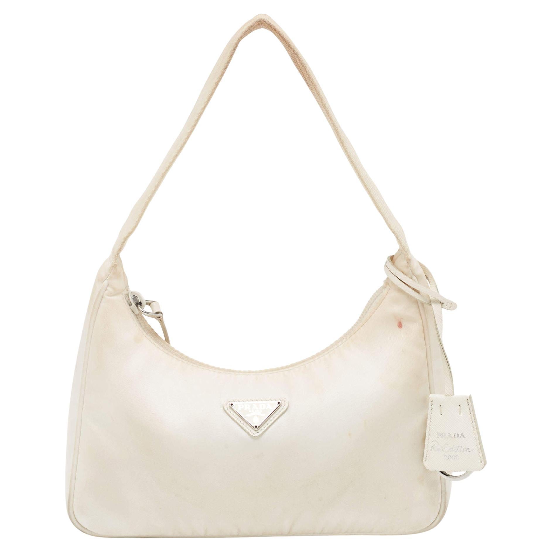 Prada White Nylon Mini Re-Edition 2000 Shoulder Bag For Sale